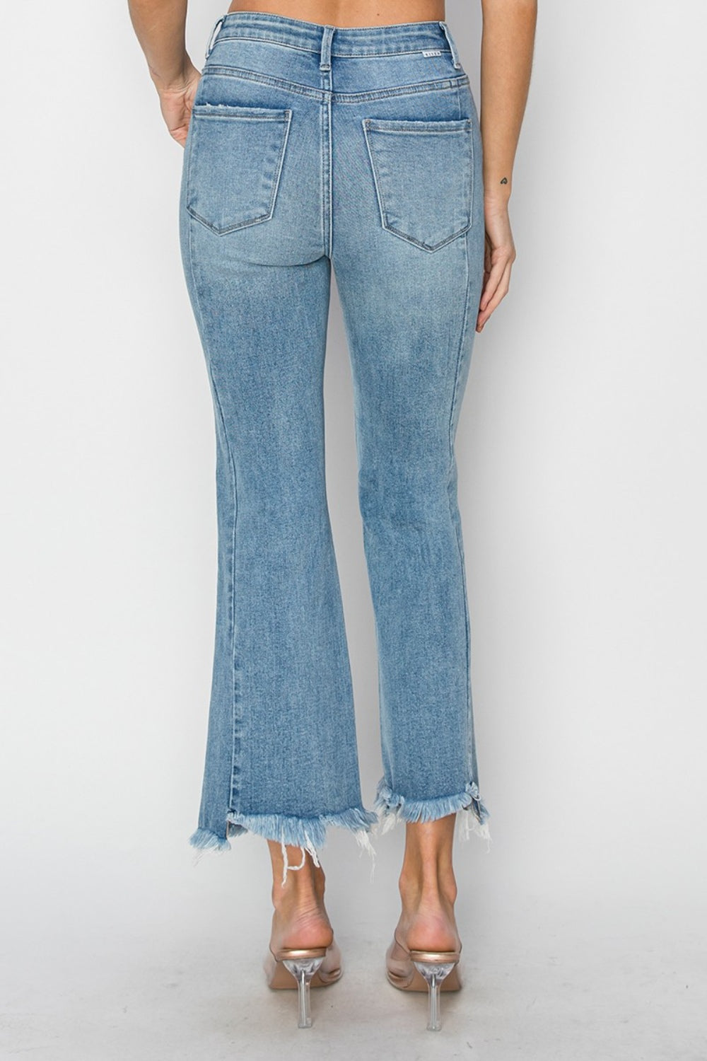 RISEN Full Size High Rise Frayed Hem Flare Jeans - Shop All Around Divas