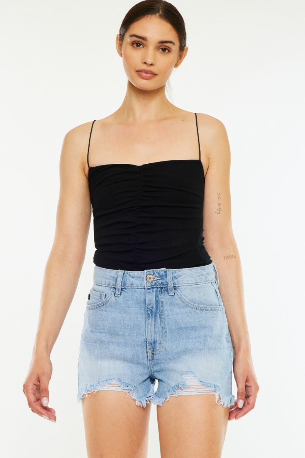 Kancan Raw Hem Distressed High Waist Denim Shorts - Shop All Around Divas