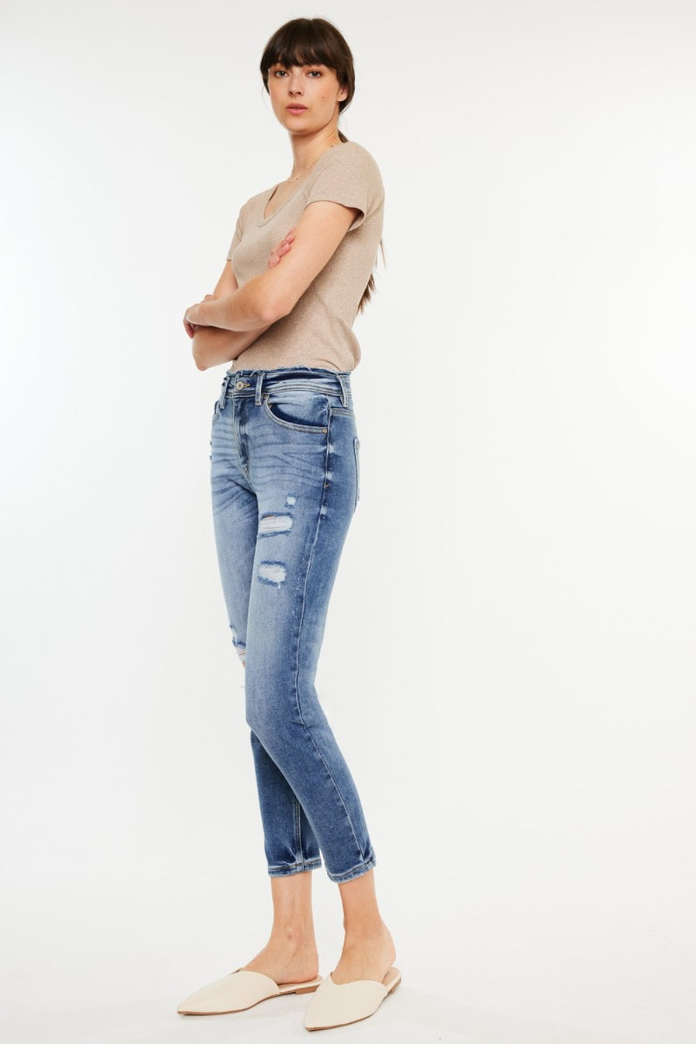 Kancan High Rise Distressed Mom Jeans - Shop All Around Divas