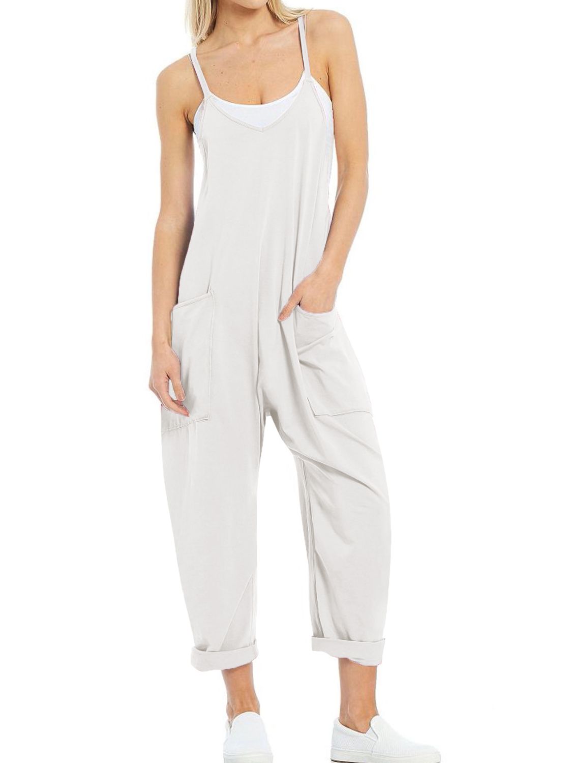 Spaghetti Strap Jumpsuit with Pockets - 7 Colors