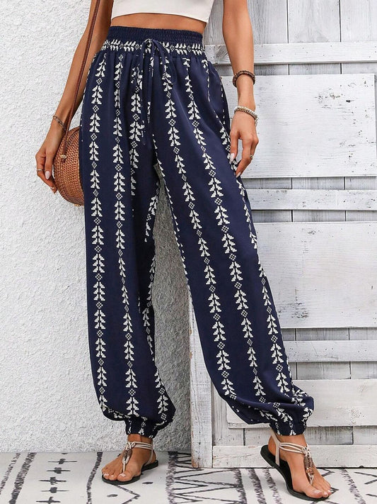 Tied Printed High Waist Pants - 5 Colors - Shop All Around Divas