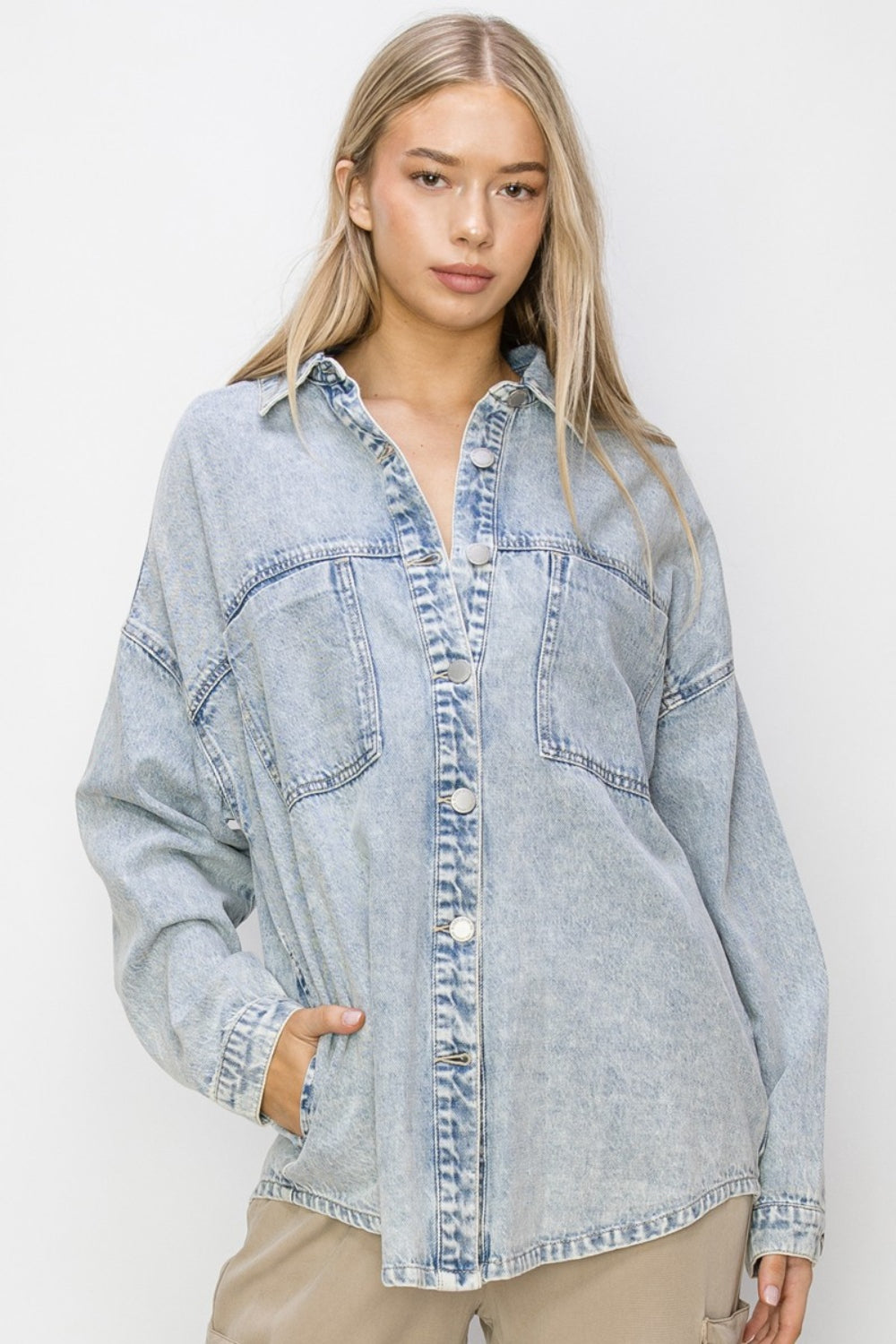 RISEN Button Up Long Sleeve Shacket - Shop All Around Divas