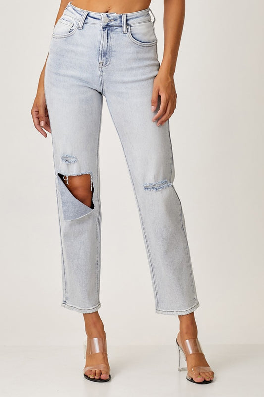 RISEN High Rise Distressed Relaxed Jeans - Shop All Around Divas