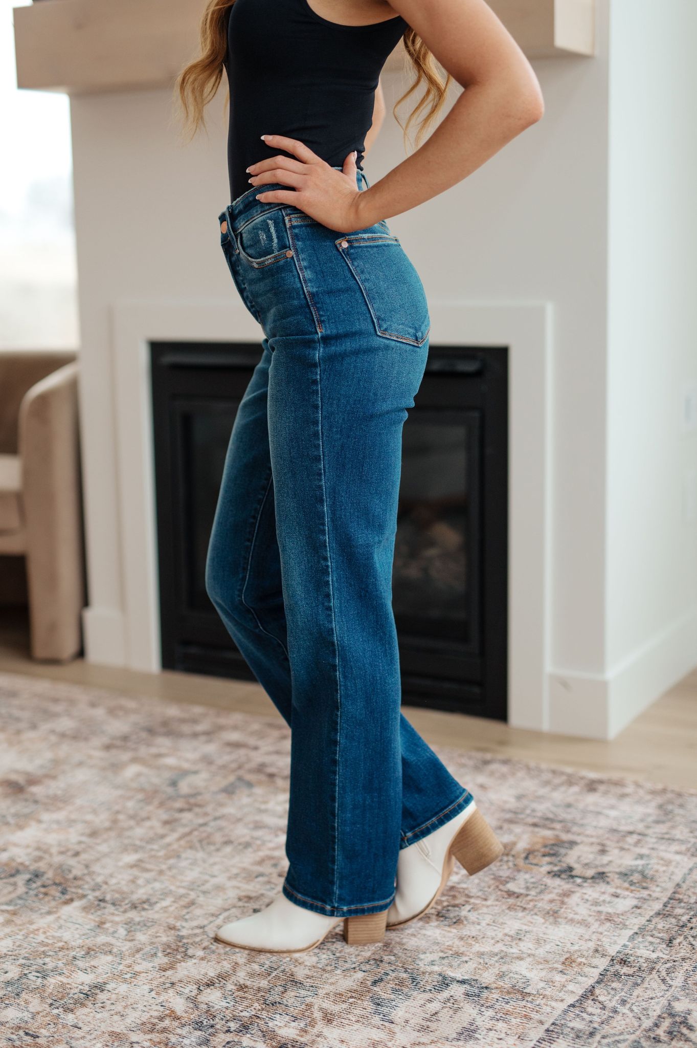 Frankie High Rise Hidden Button Fly Jeans - Shop All Around Divas