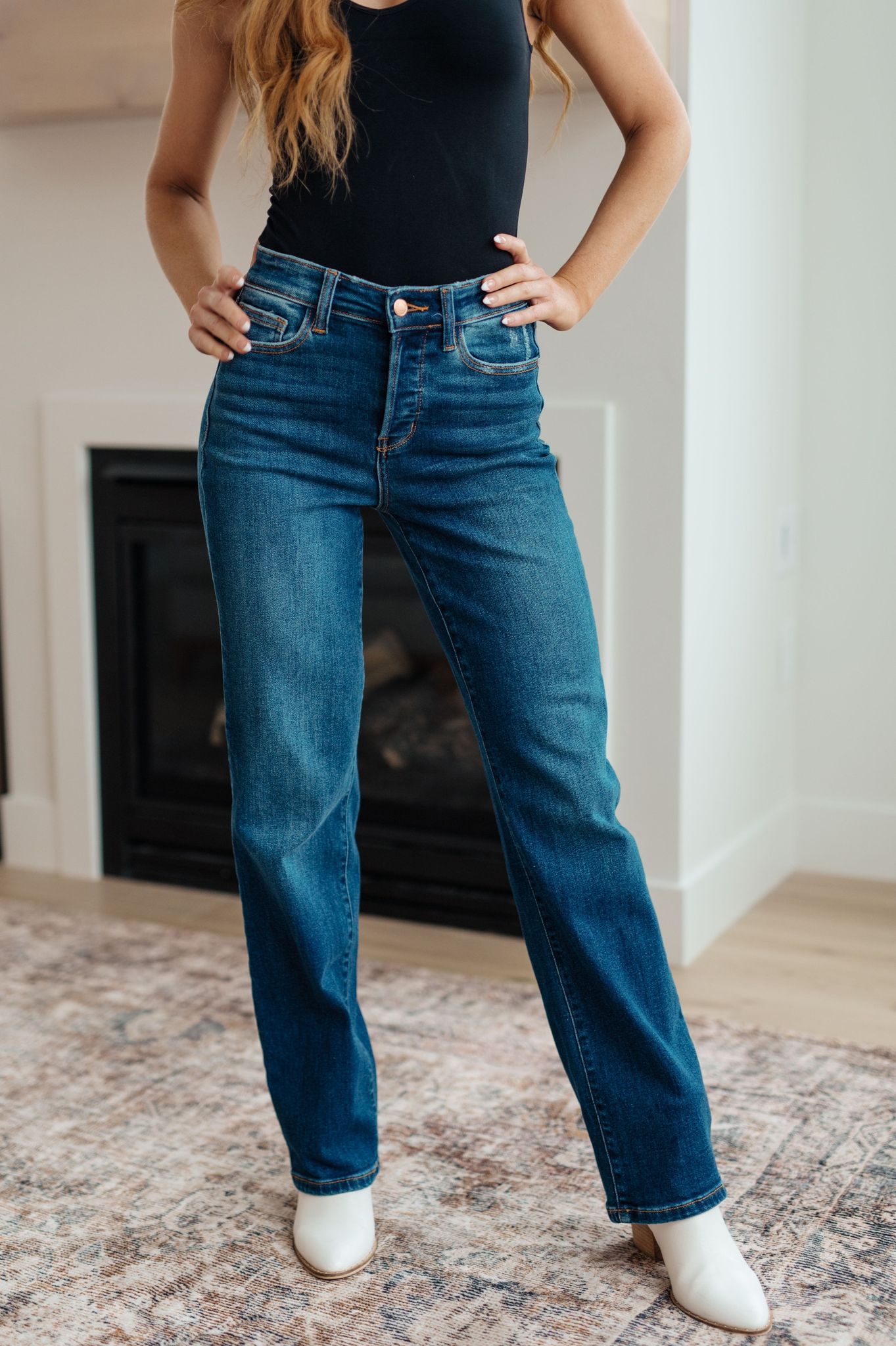 Frankie High Rise Hidden Button Fly Jeans - Shop All Around Divas