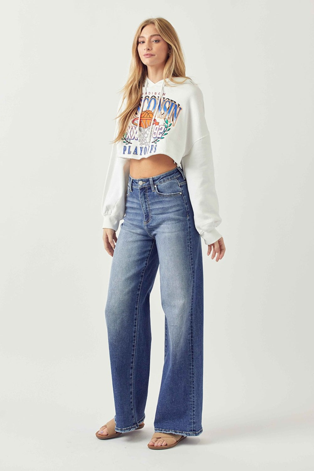 Risen Chillin' On A Dirt Road High Rise Wide Leg Jeans Trendsi