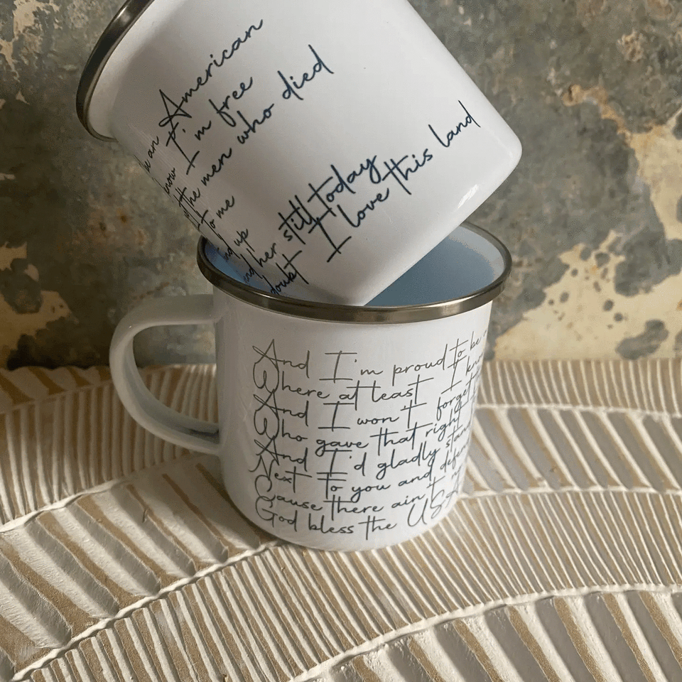 Gold Bless the USA Lyric Mug - Shop All Around Divas