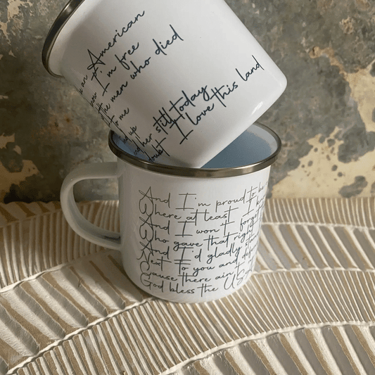 Gold Bless the USA Lyric Mug - Shop All Around Divas
