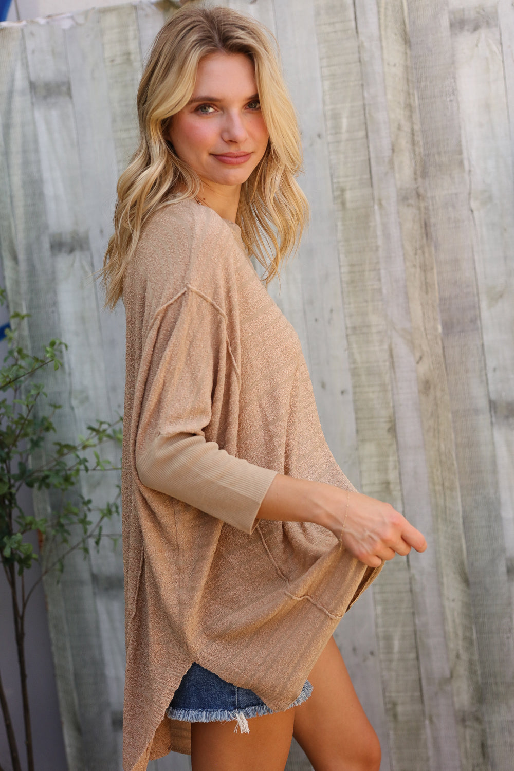 Golden Hour Taupe Hi Low Pullover