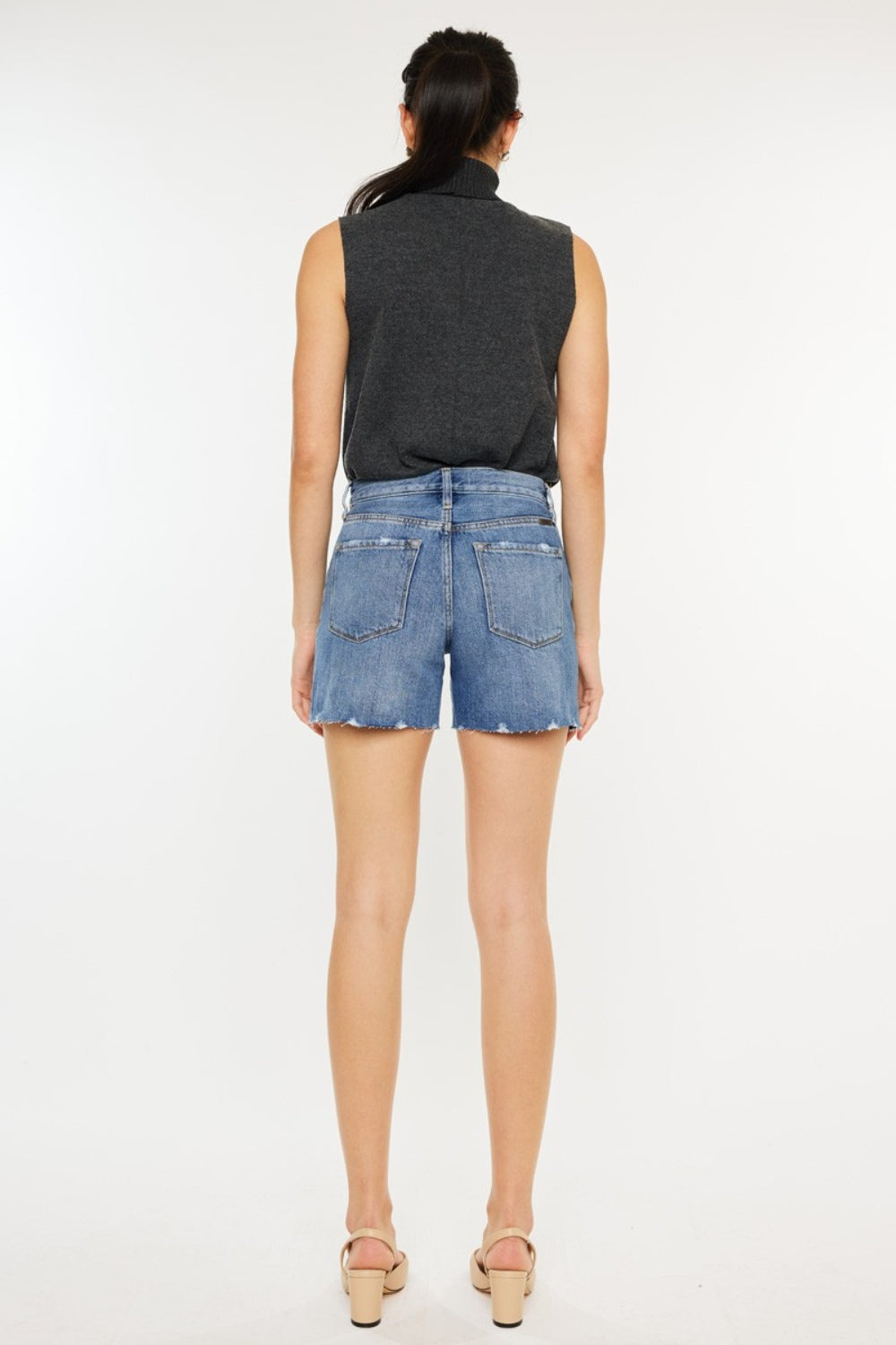 Kancan Distressed High Waist Denim Shorts - Shop All Around Divas