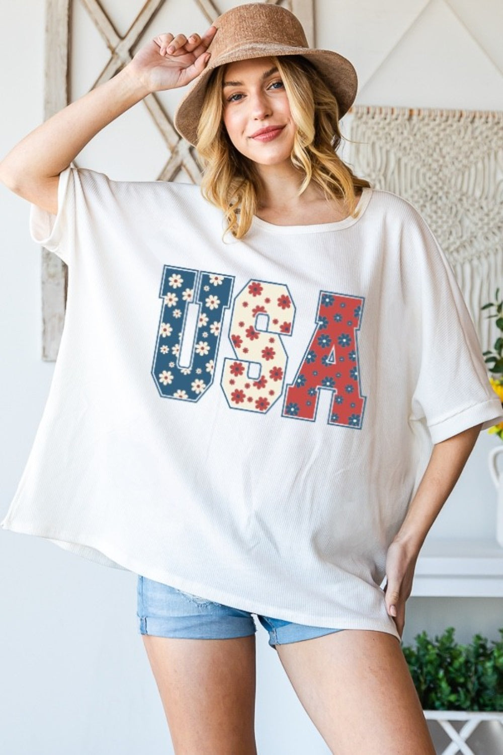 HOPELY USA Round Neck Half Sleeve T-Shirt - Shop All Around Divas