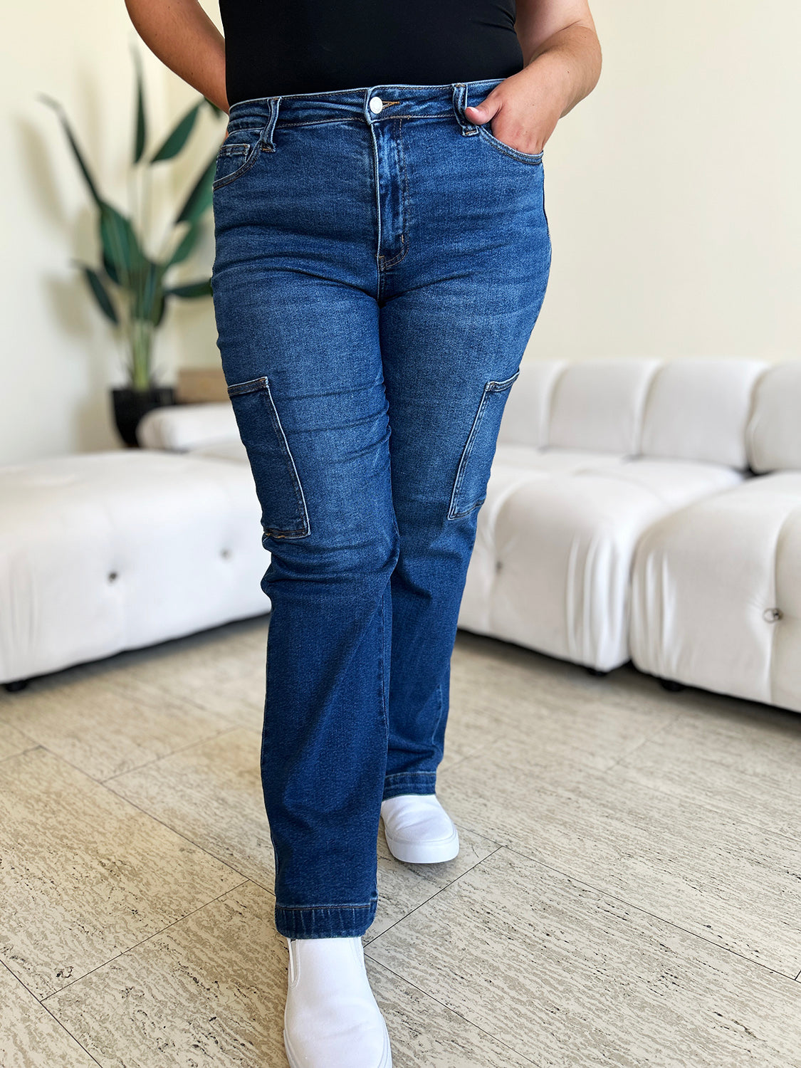 Judy Blue Full Size High Waist Straight Cargo Jeans - Shop All Around Divas