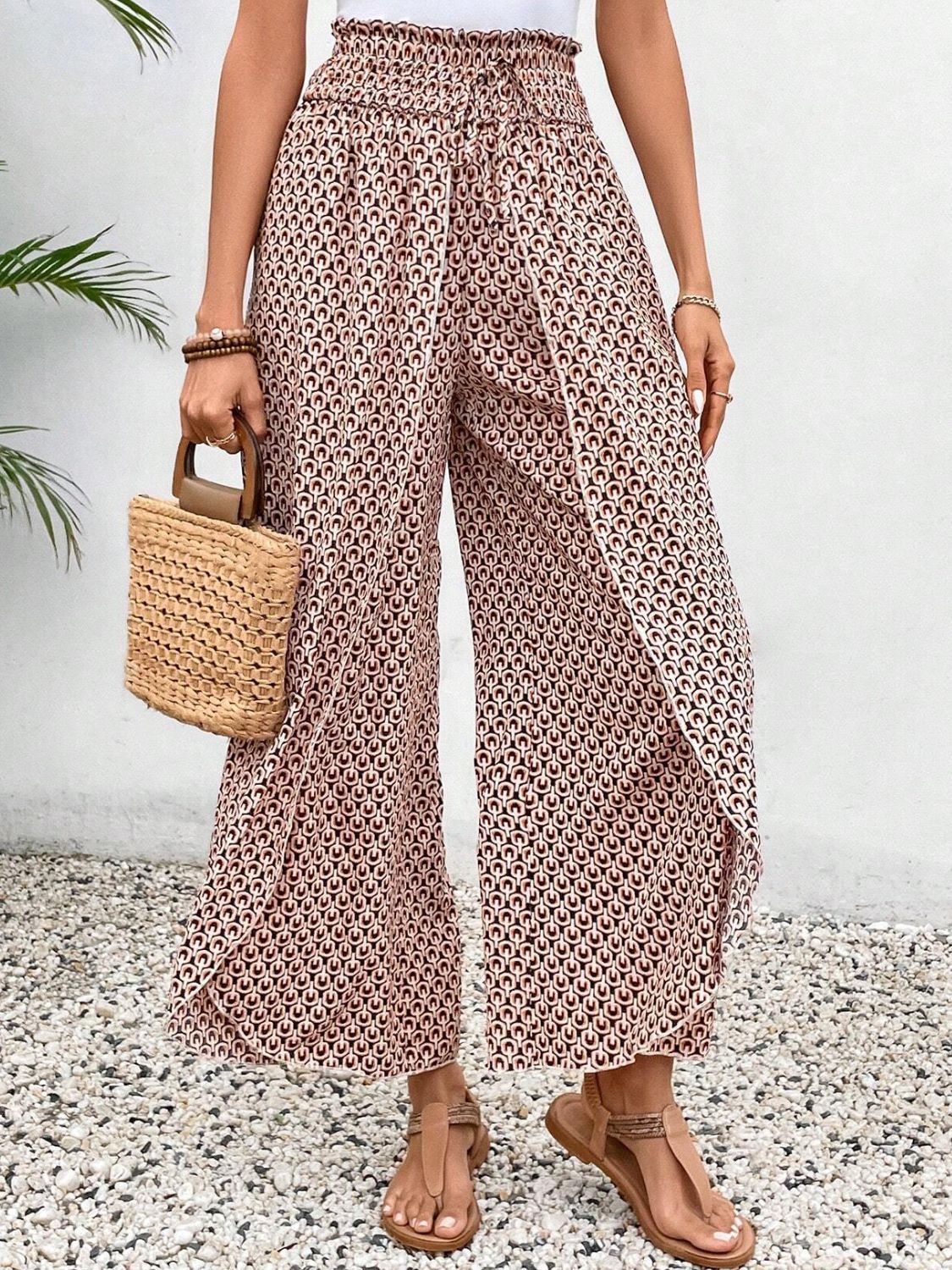 Tied Printed Wide Leg Pants - 5 Colors - Shop All Around Divas