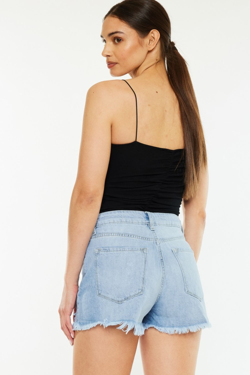 Kancan Raw Hem Distressed High Waist Denim Shorts - Shop All Around Divas