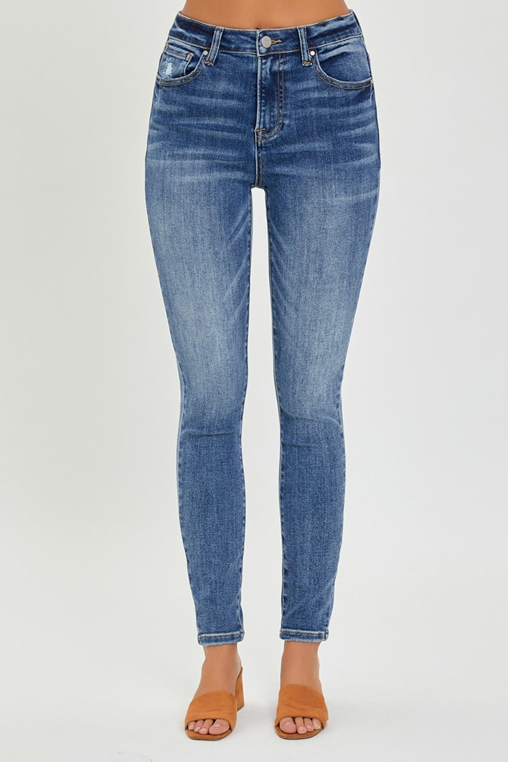 RISEN Full Size Mid Rise Ankle Skinny Jeans - Shop All Around Divas