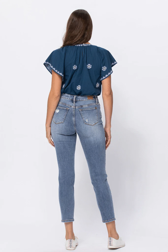 Bradyn Hi-Rise Destroyed Slim Fit Jeans by Judy Blue - Shop All Around Divas