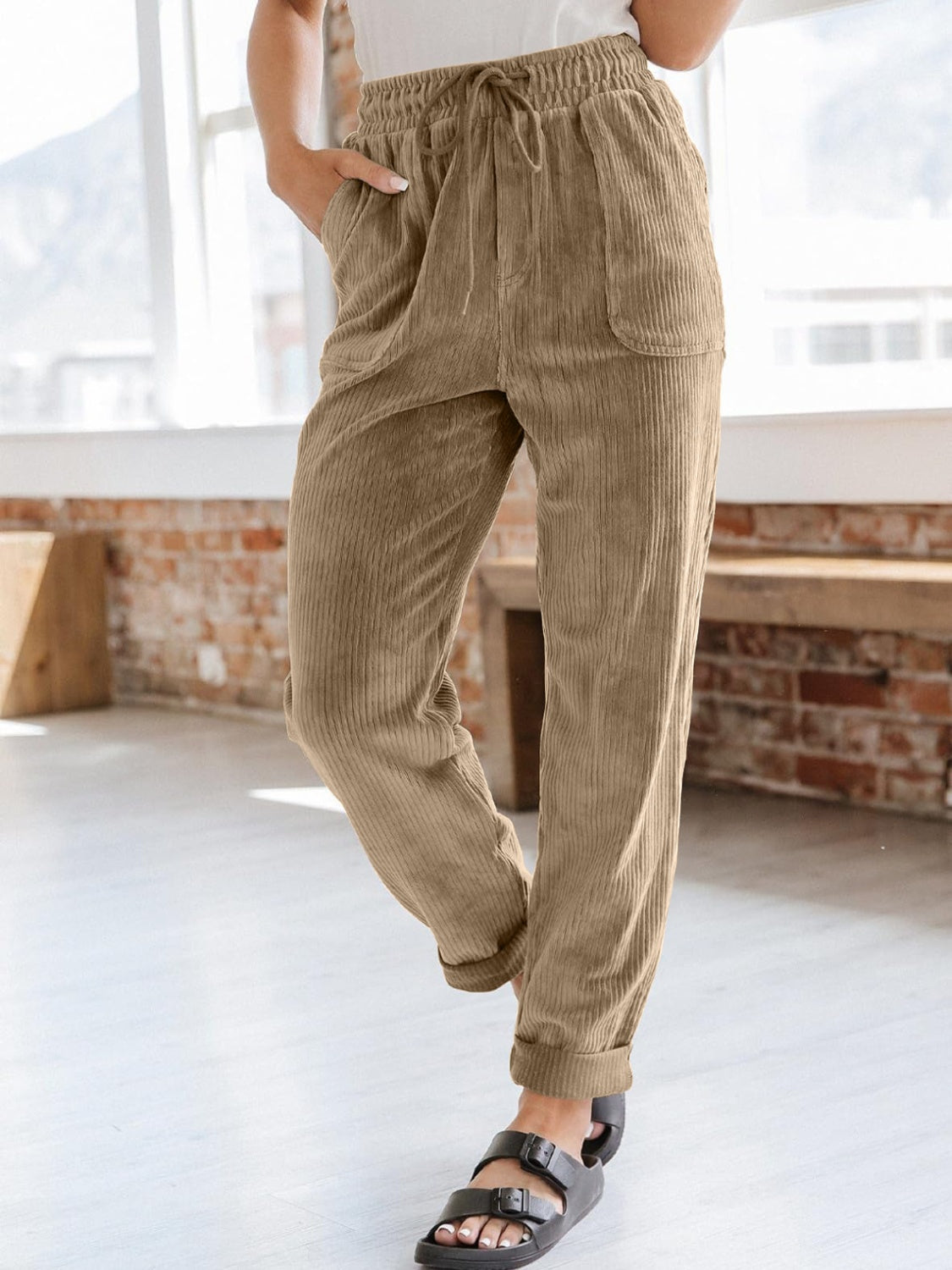 Fall Breeze Drawstring Pants with Pockets - 4 Colors Trendsi