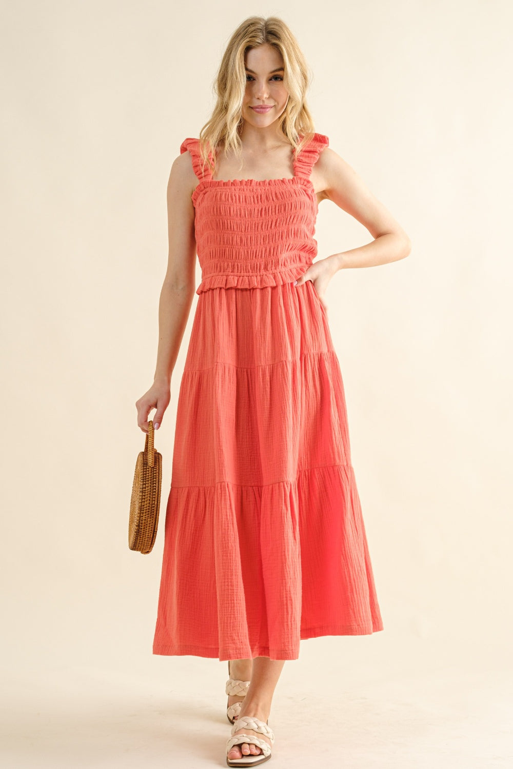 And The Why Smocked Ruffled Tiered Dress - Shop All Around Divas