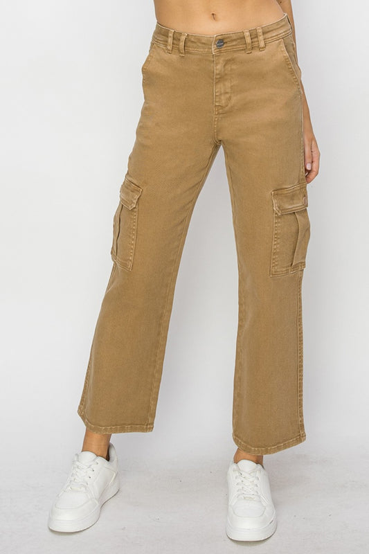 Risen Full Size High Rise Cargo Jeans Trendsi