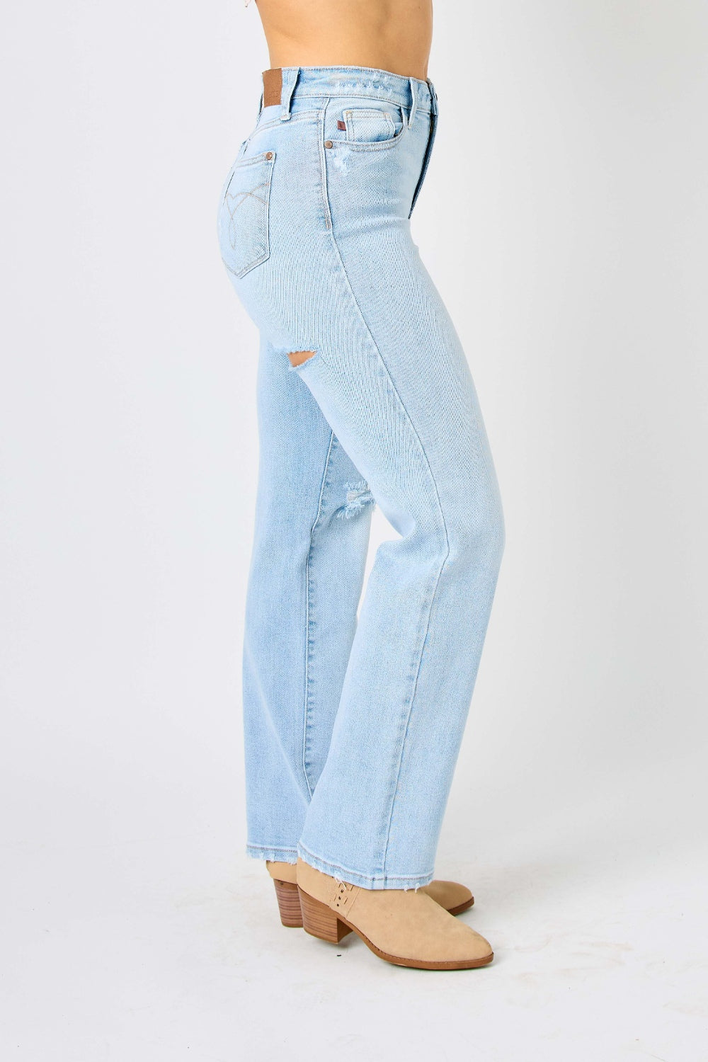 Judy Blue Full Size High Waist Distressed Straight Jeans - Shop All Around Divas