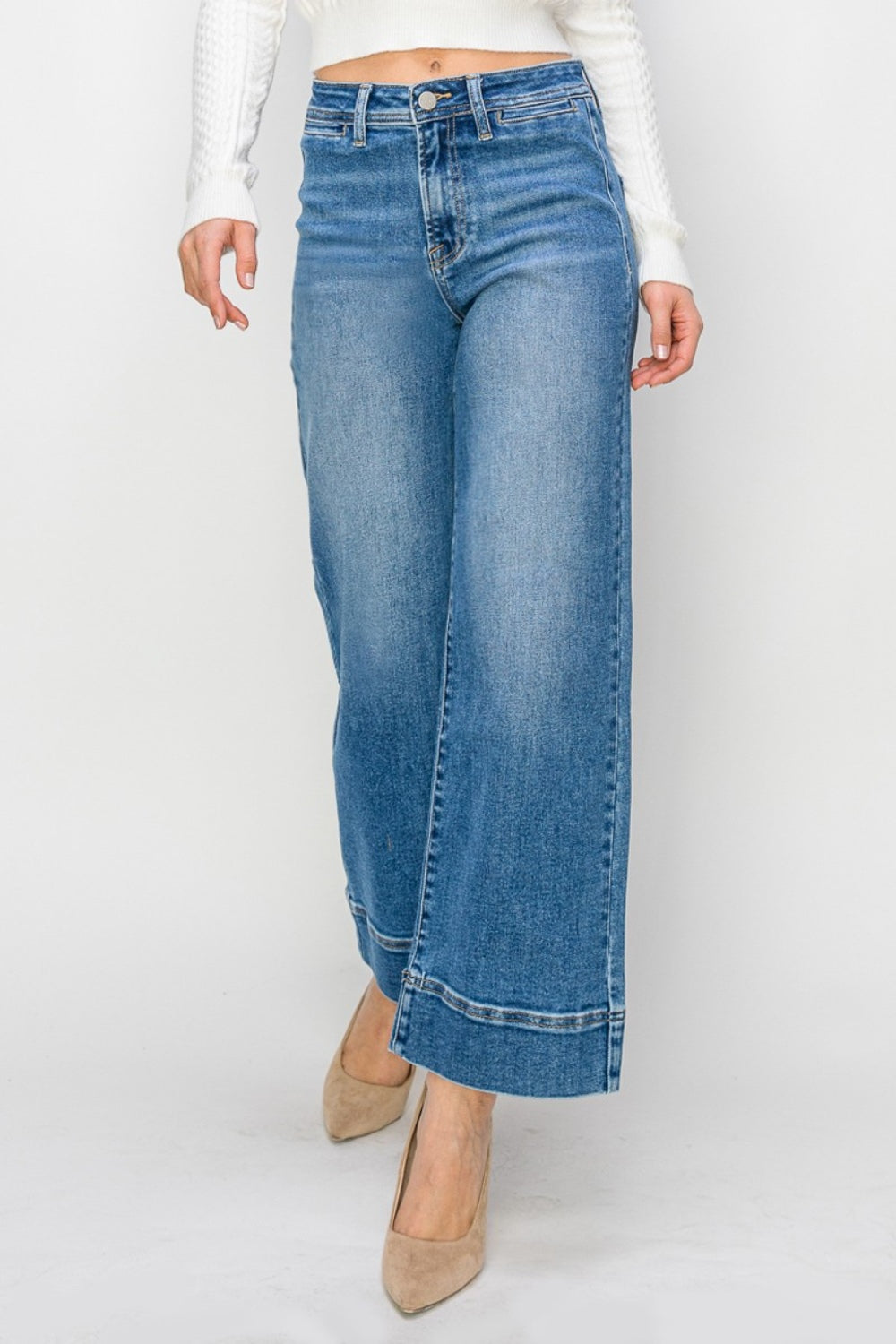 Risen Full Size High Rise Wide Leg Jeans Trendsi