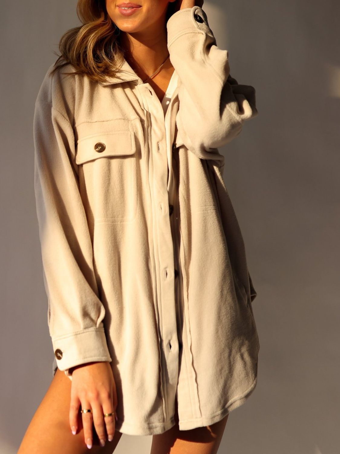 Button Up Long Sleeve Jacket - 9 Colors Trendsi