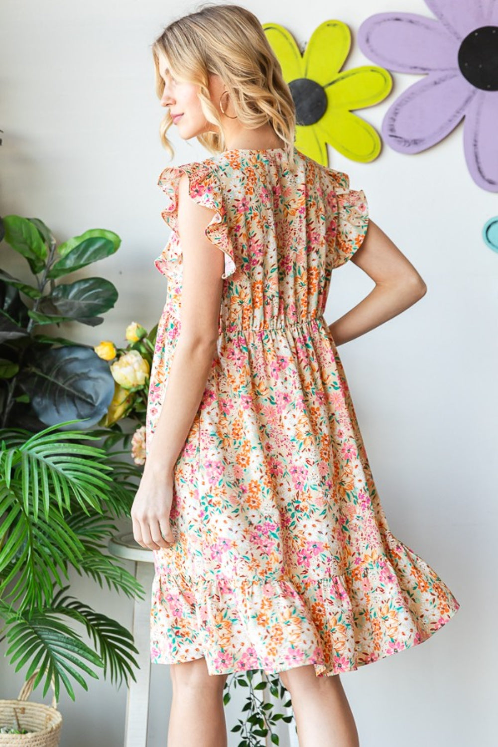 Heimish  Floral Ruffled V-Neck Dress - Shop All Around Divas