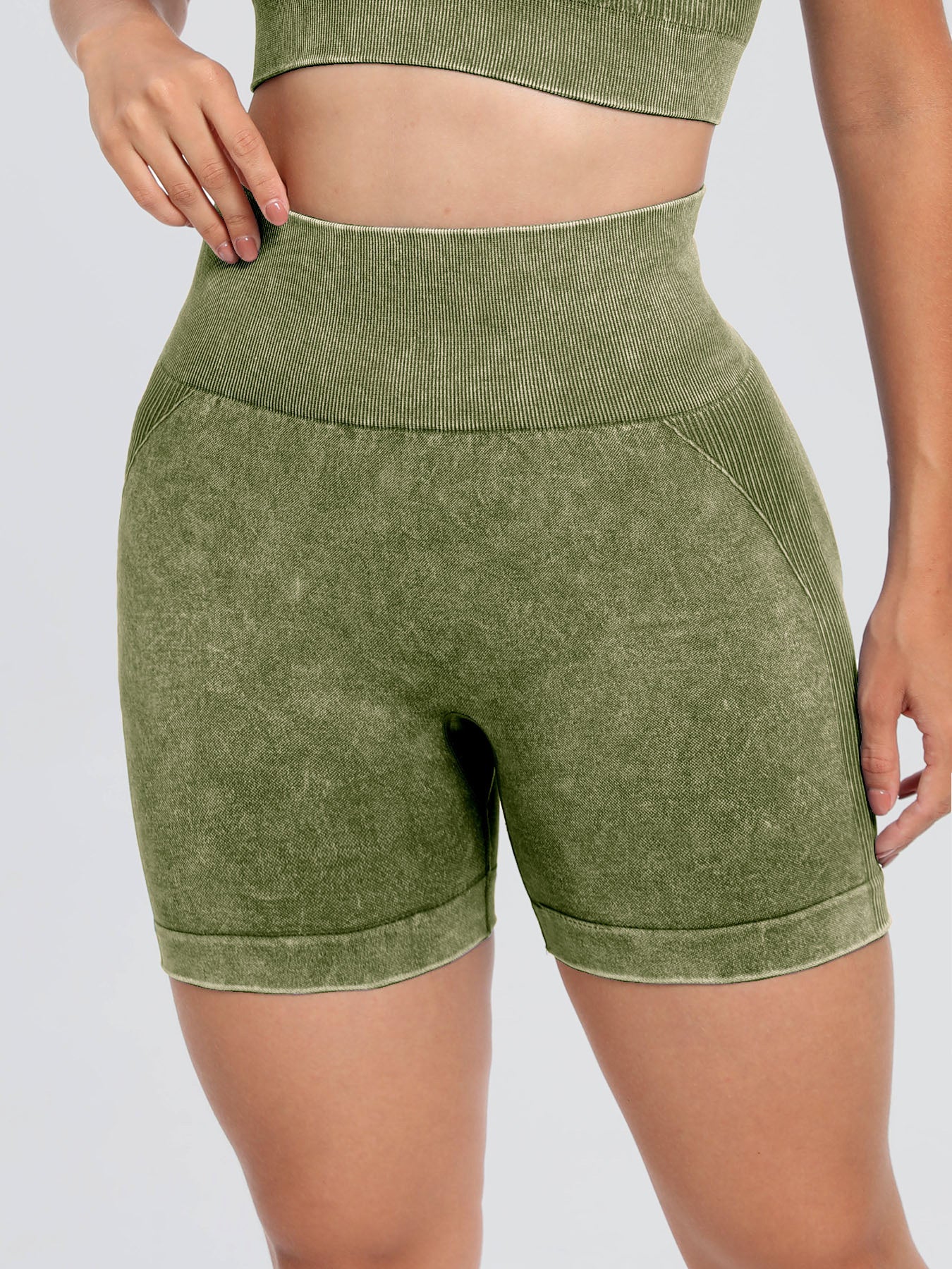 Washed High Waist Active Shorts - 4 Colors Trendsi