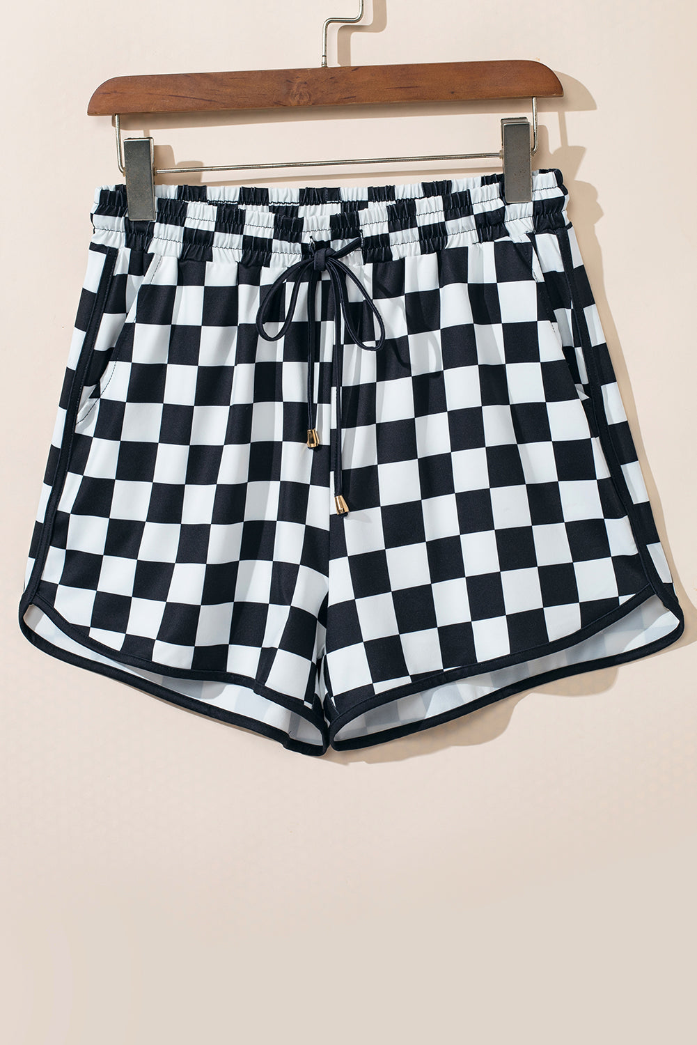 Drawstring Checkered Shorts with Pockets Trendsi