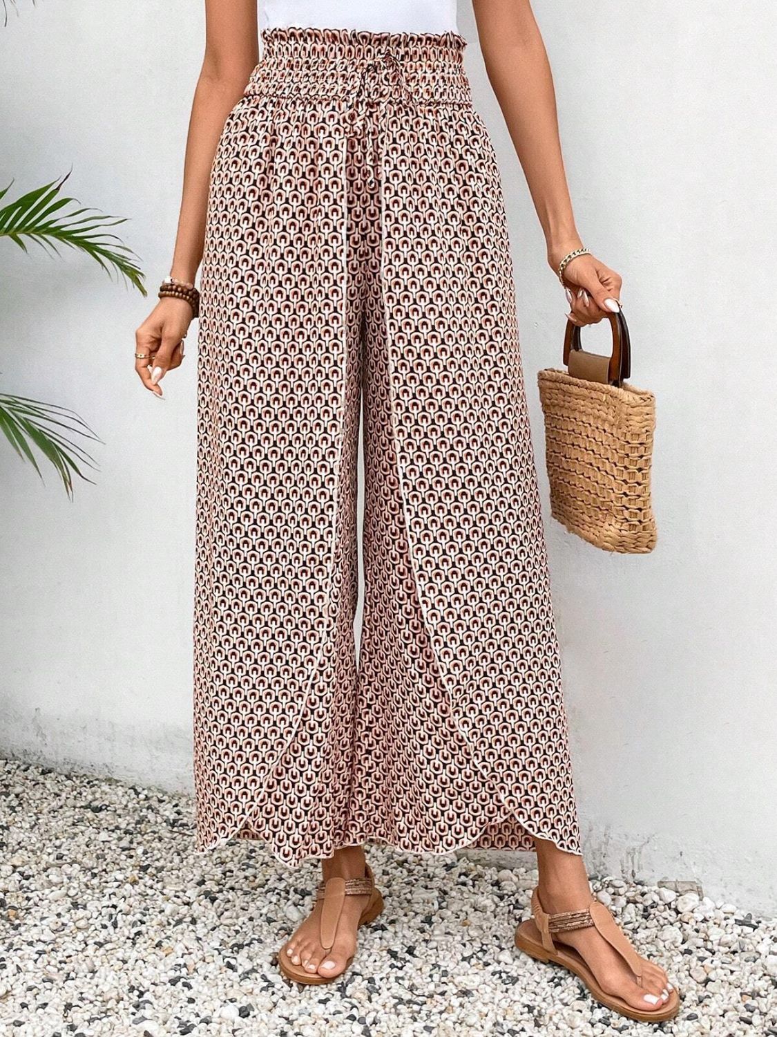 Tied Printed Wide Leg Pants - 5 Colors - Shop All Around Divas