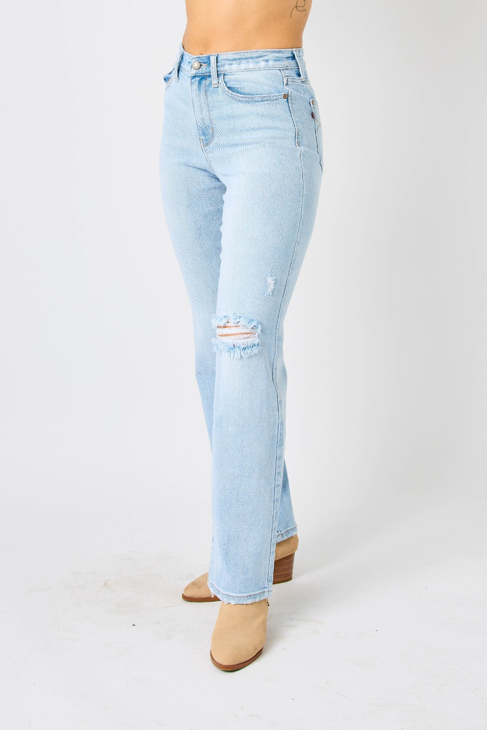 Judy Blue Full Size High Waist Distressed Straight Jeans - Shop All Around Divas