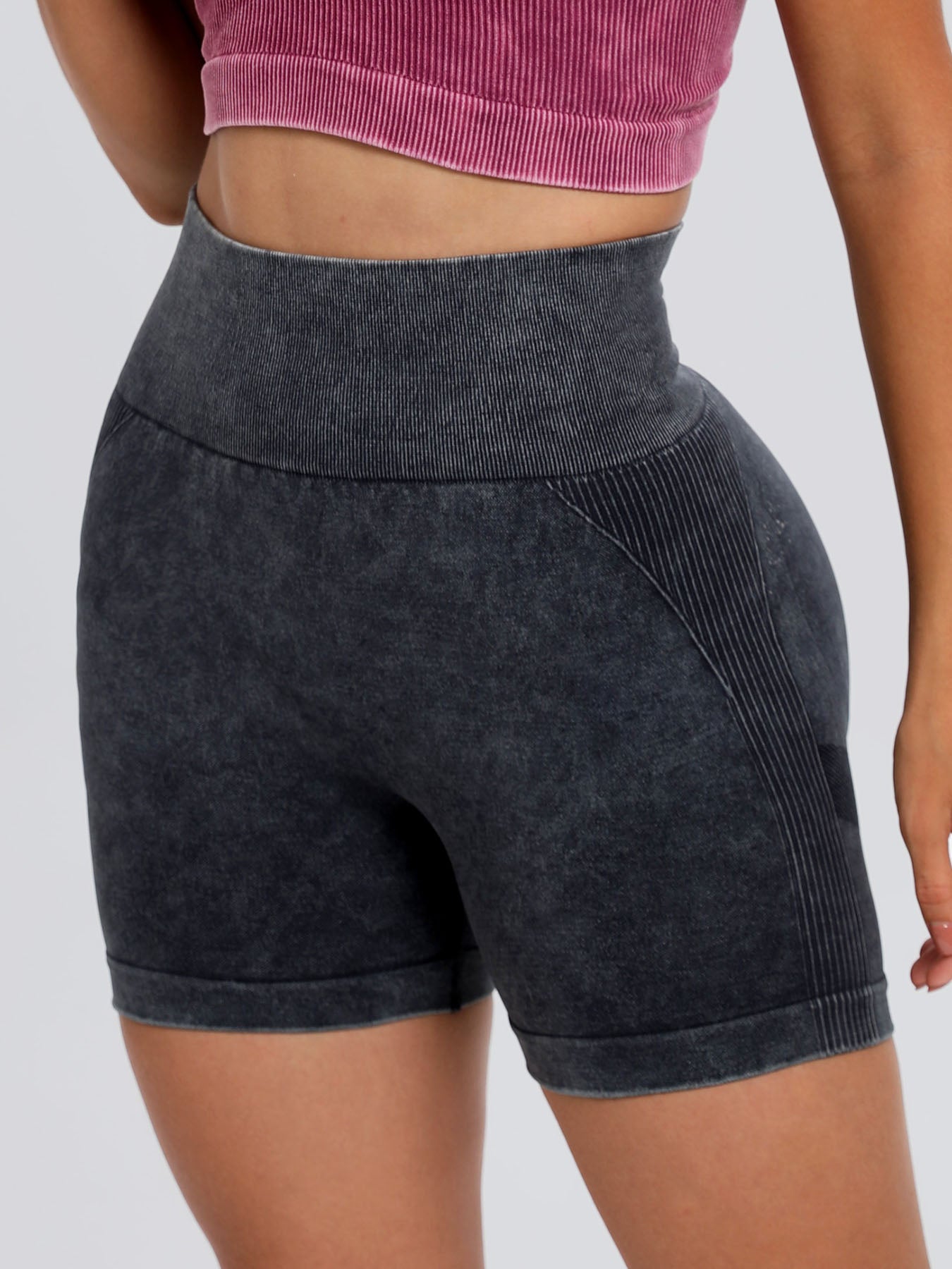 Washed High Waist Active Shorts - 4 Colors Trendsi