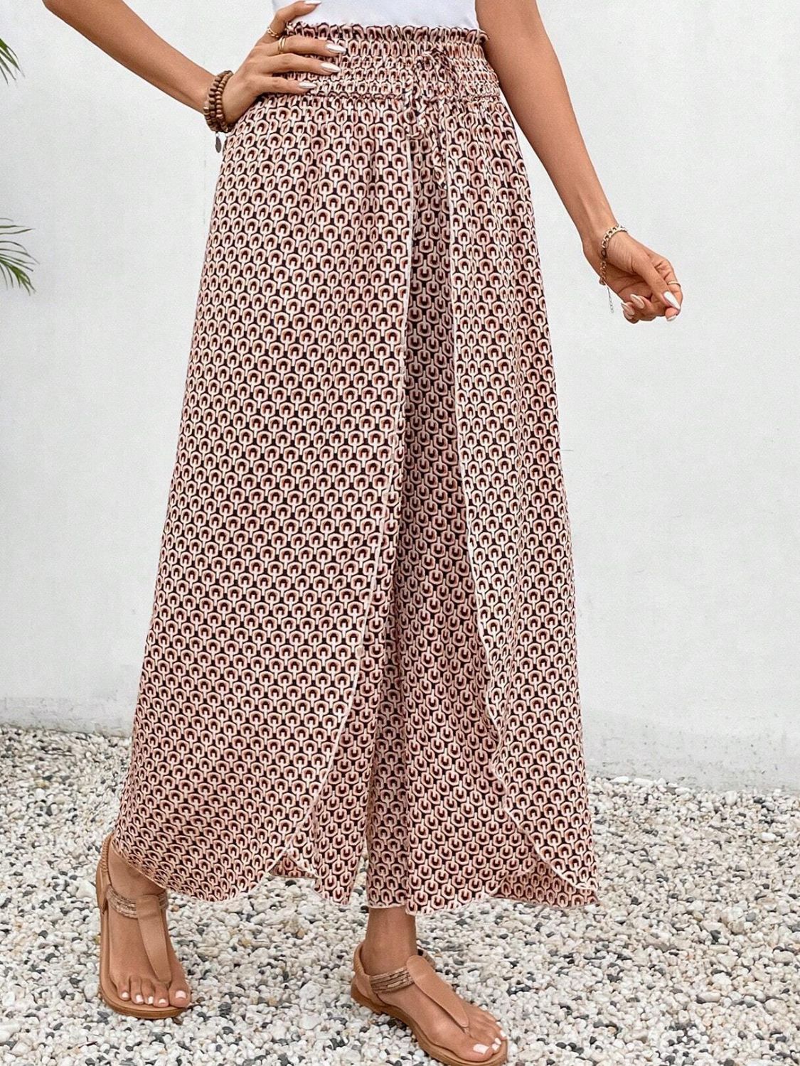 Tied Printed Wide Leg Pants - 5 Colors - Shop All Around Divas