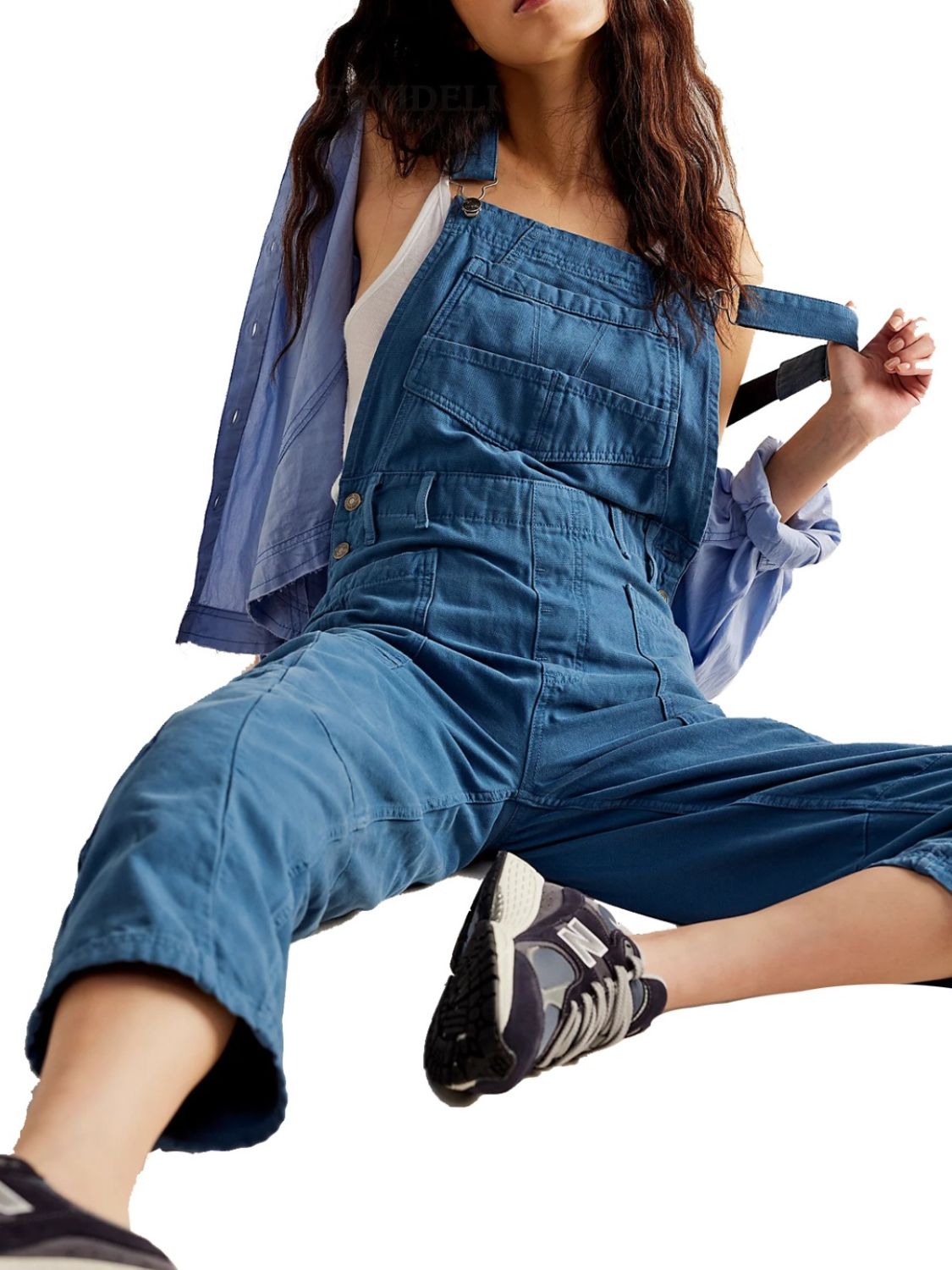 Pocketed Wide Strap Denim Overalls - 4 Colors Trendsi