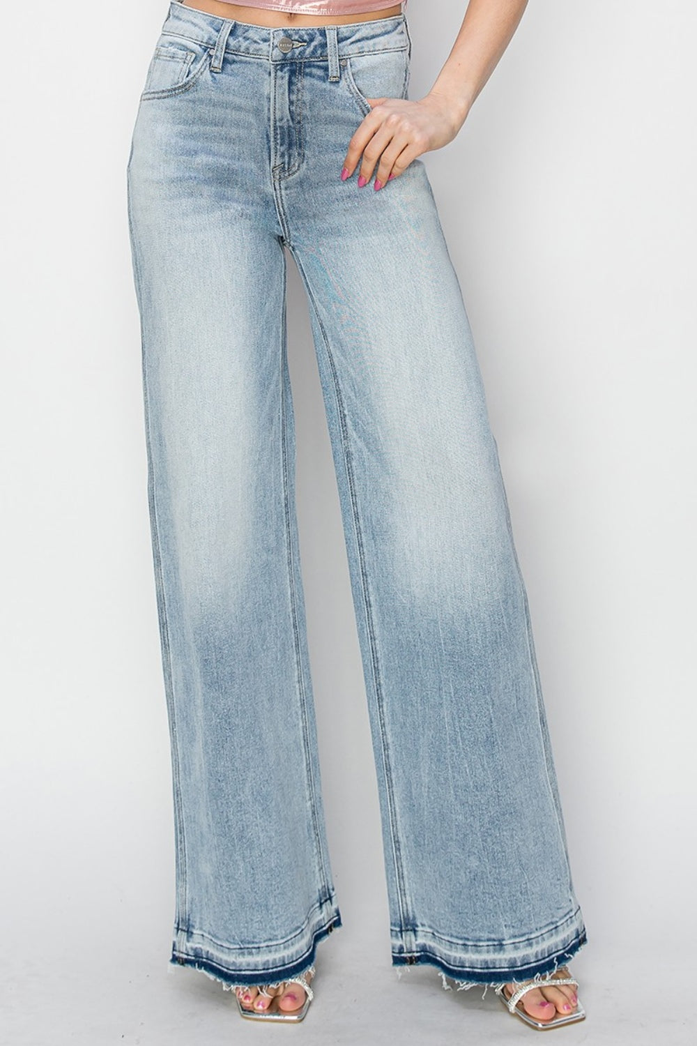 Risen Full Size High Rise Wide Leg Jeans Trendsi