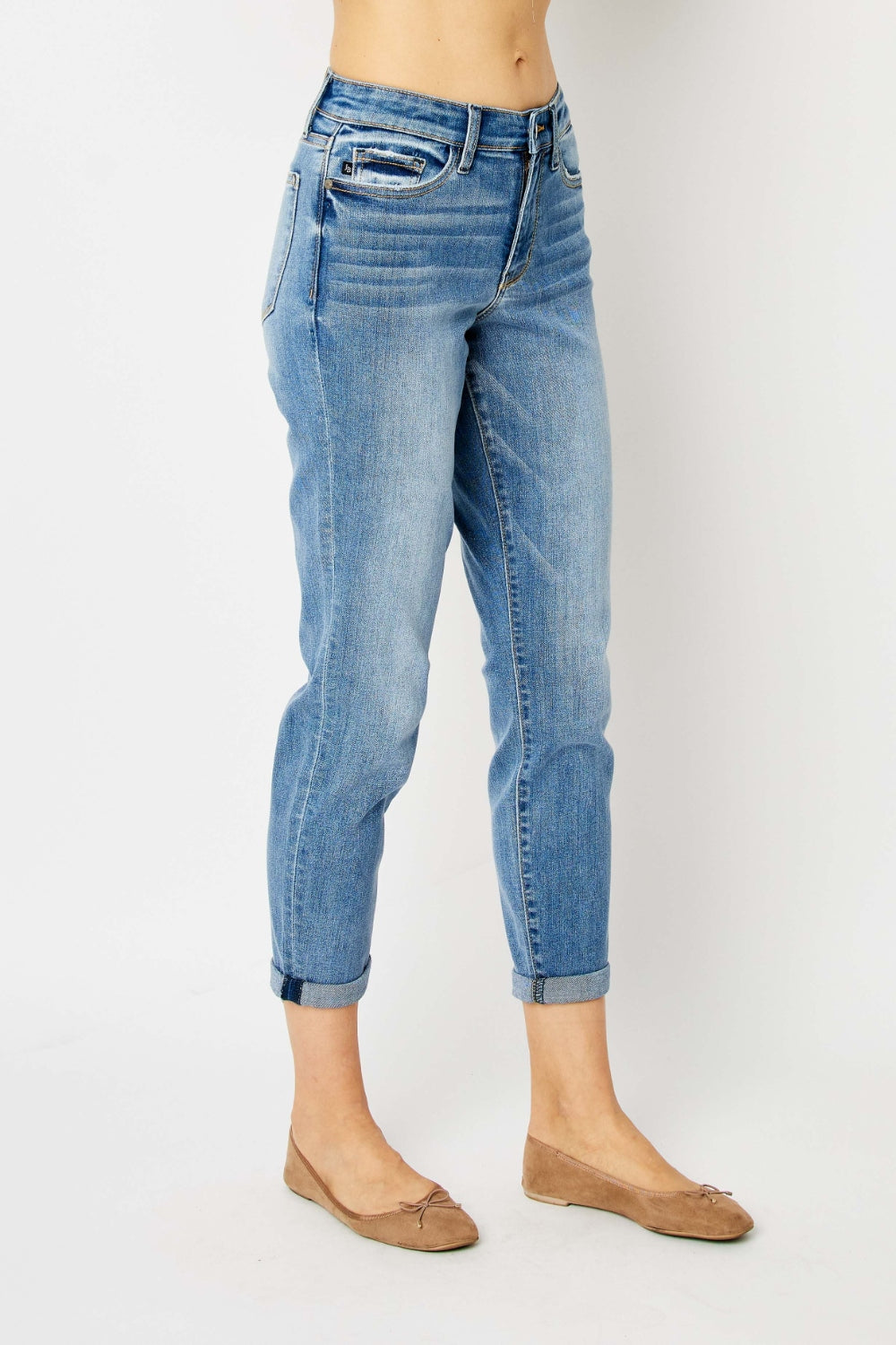 Judy Blue Full Size Cuffed Hem Slim Jeans - Shop All Around Divas