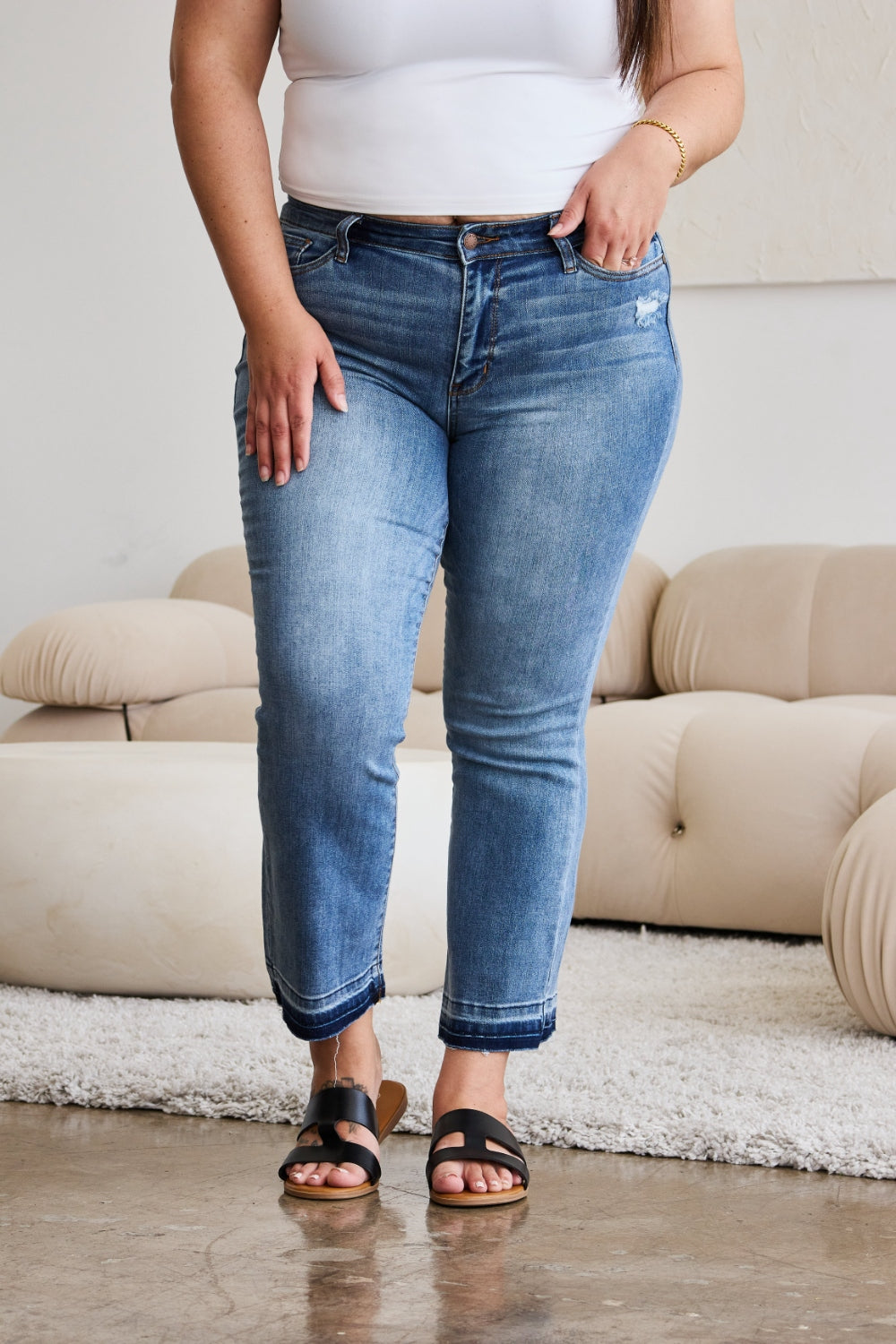 Judy Blue Full Size Release Hem Cropped Bootcut Jeans - Shop All Around Divas