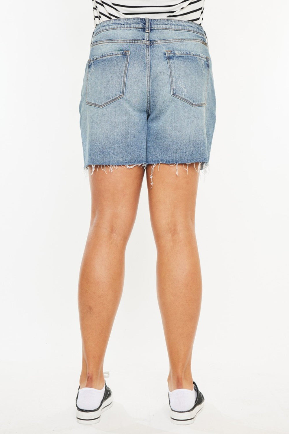 Kancan Full Size Raw Hem High Waist Denim Shorts - Shop All Around Divas