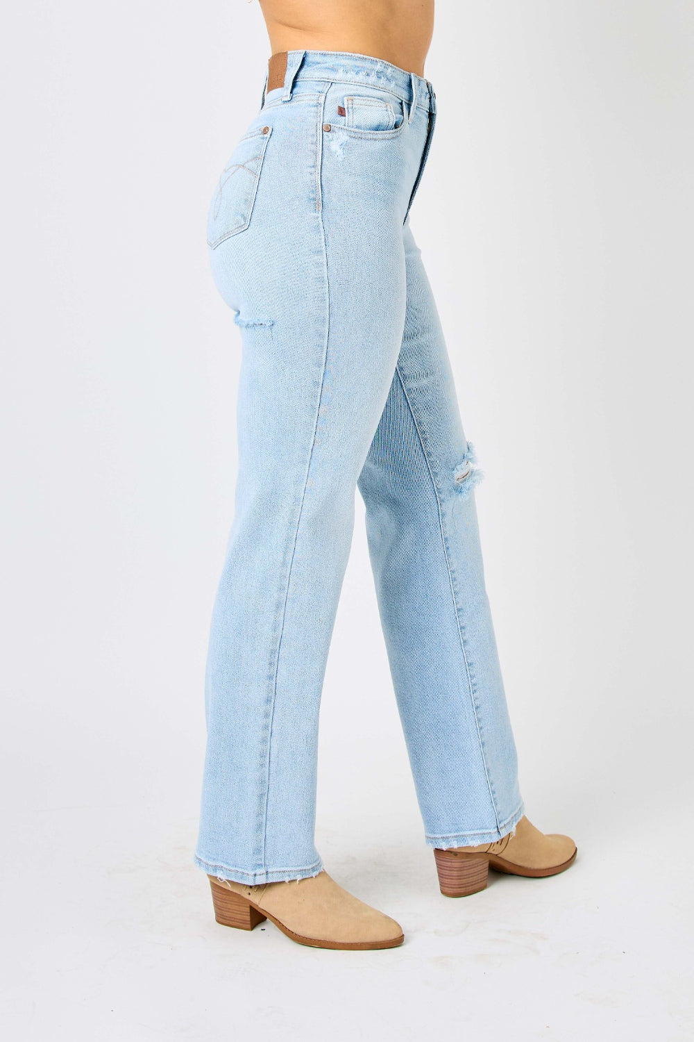 Judy Blue Full Size High Waist Distressed Straight Jeans - Shop All Around Divas