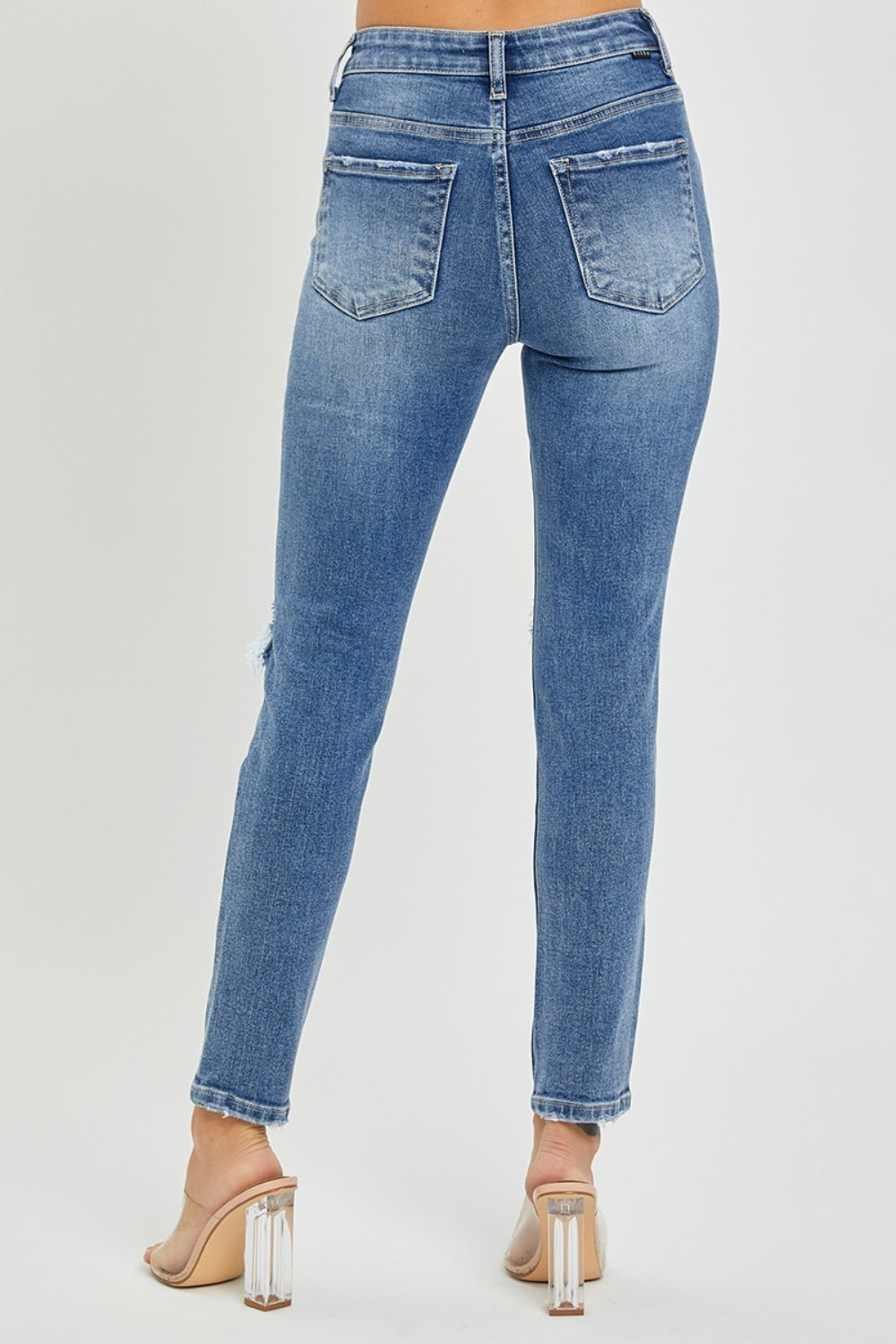 Risen Full Size High Rise Knee Distressed Skinny Jeans Trendsi