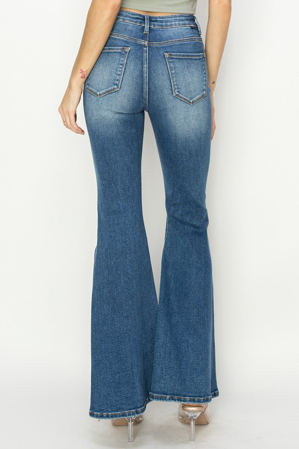 RISEN Full Size High Rise Front Seam Detailed Flare Jeans - Shop All Around Divas