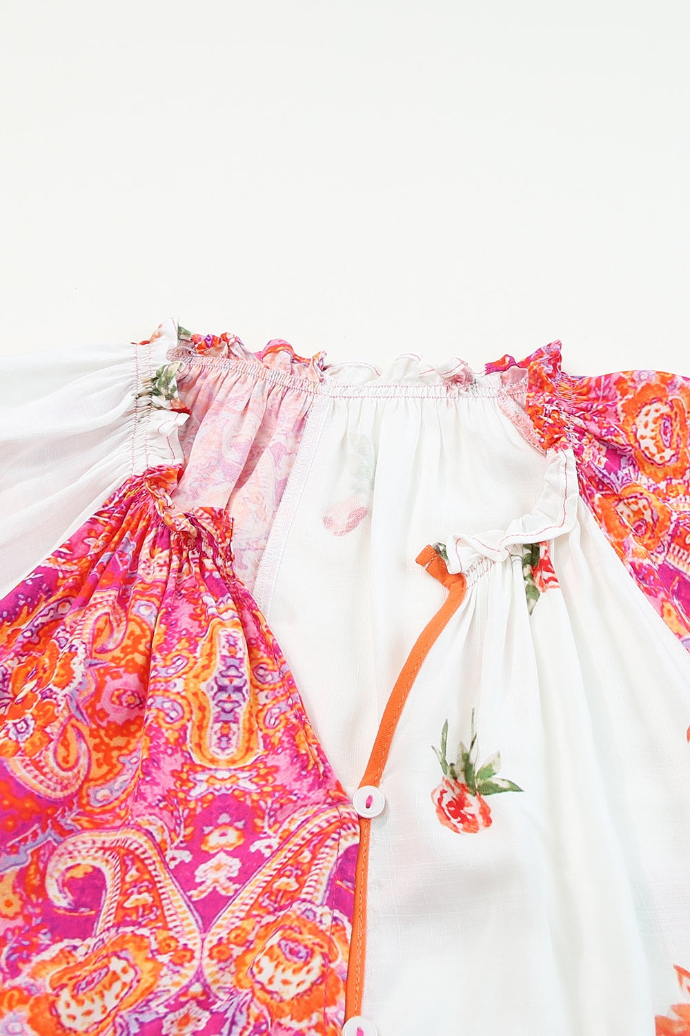 Printed V-Neck Short Sleeve Blouse - Shop All Around Divas