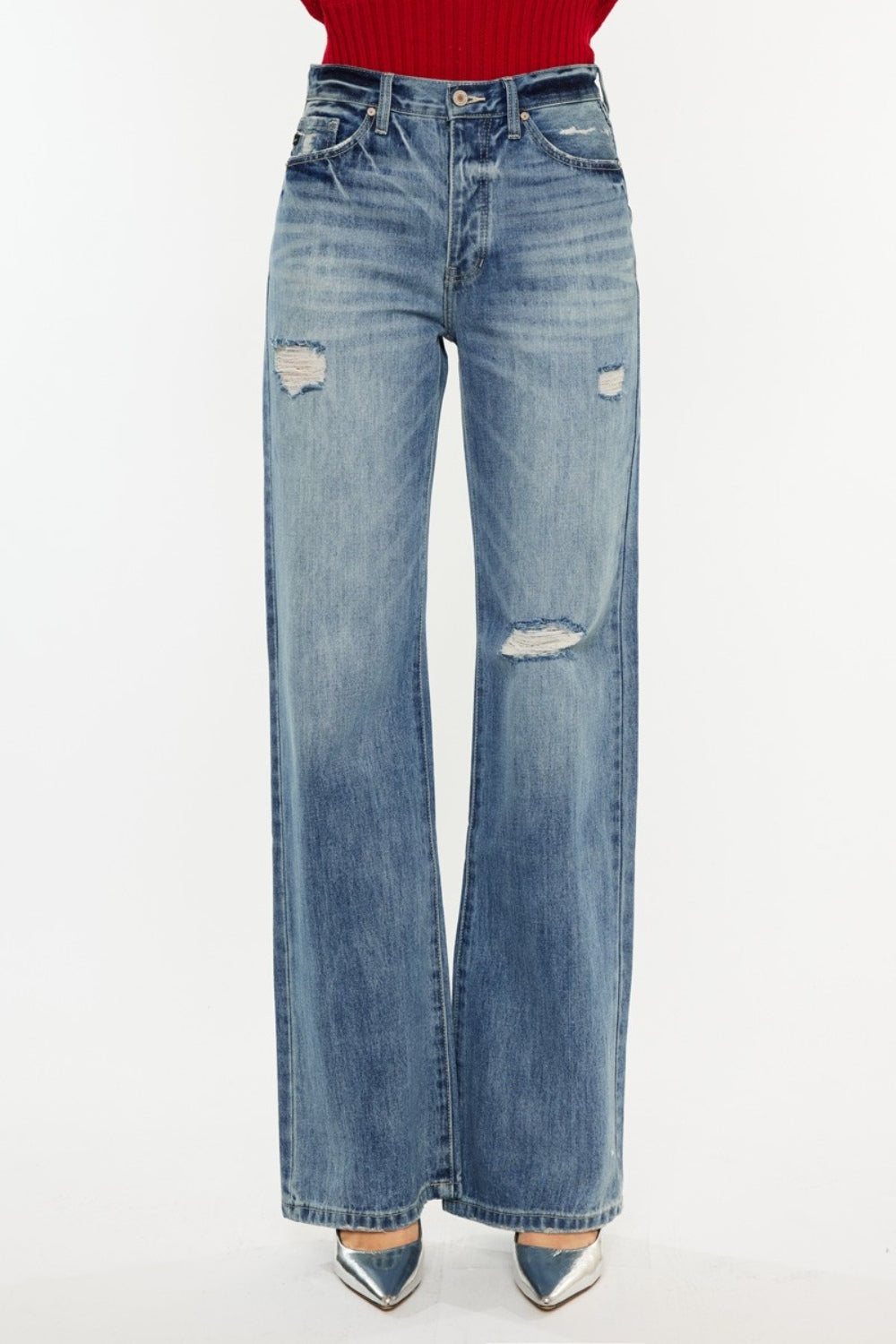 Kancan Distressed High Waist Bootcut Jeans - Shop All Around Divas