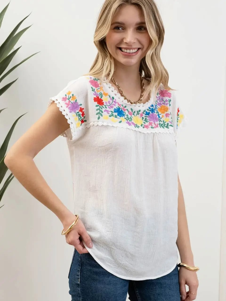 Renee Floral Embroidery Blouse