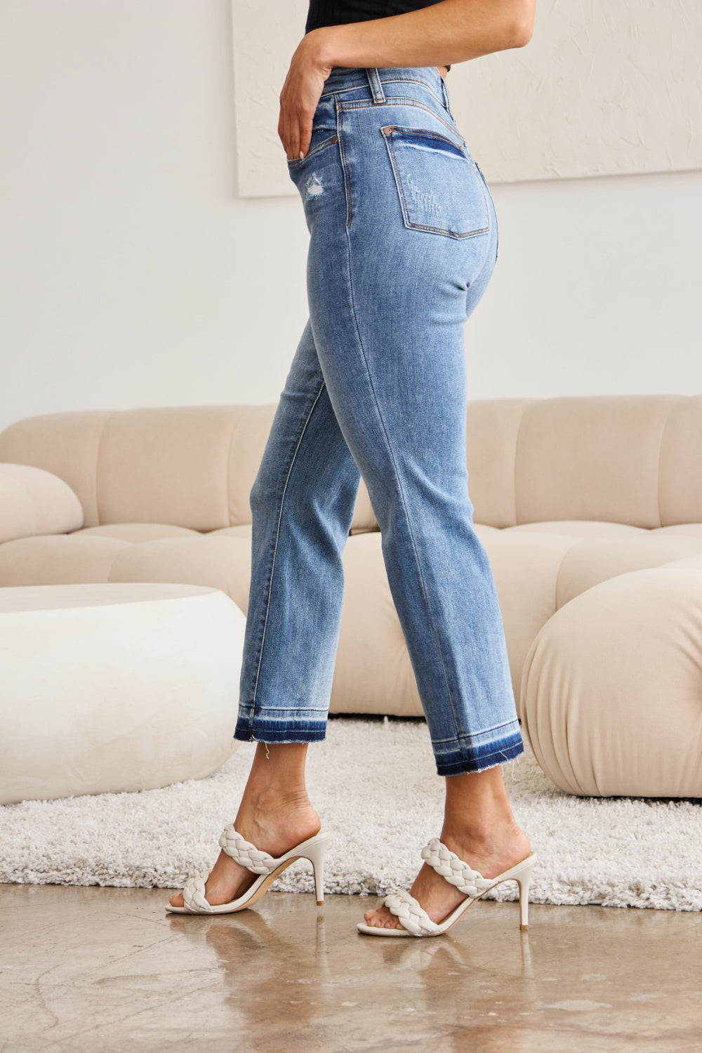 Judy Blue Full Size Release Hem Cropped Bootcut Jeans - Shop All Around Divas