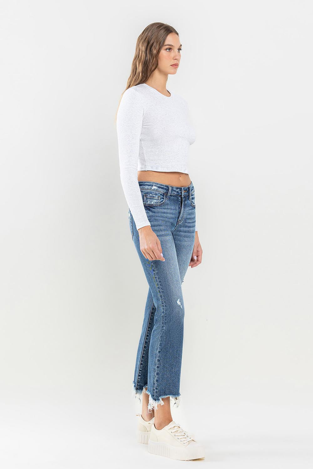 Lovervet Mid Rise Frayed Hem Jeans - Shop All Around Divas