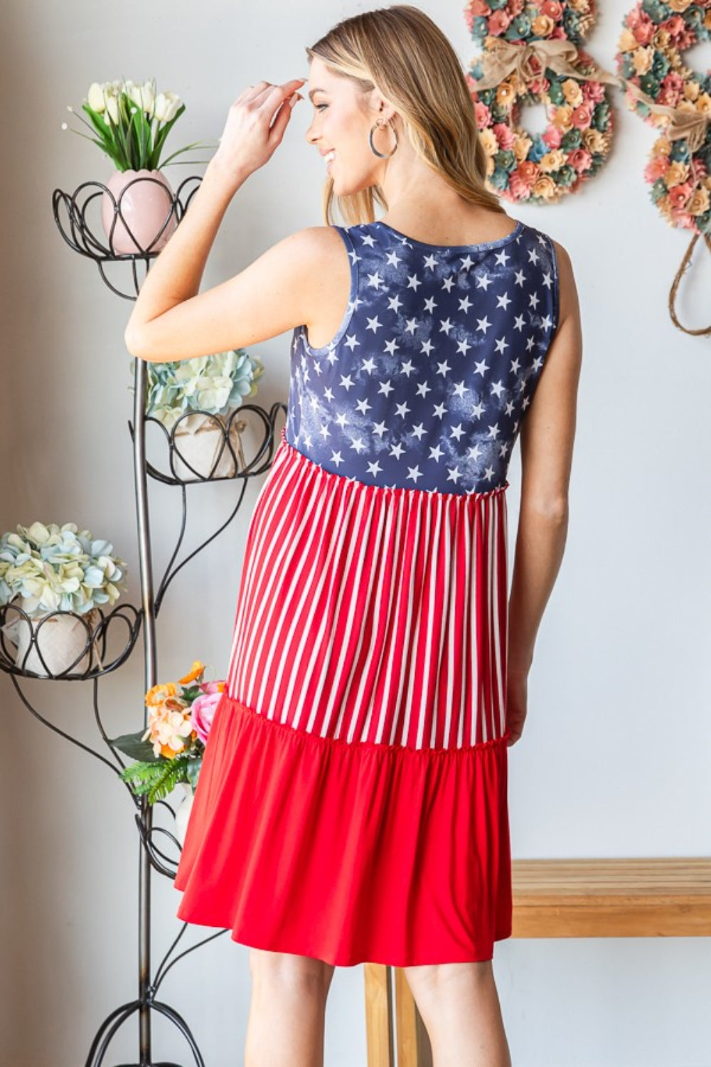 Heimish US Flag Theme Contrast Tank Dress - Shop All Around Divas