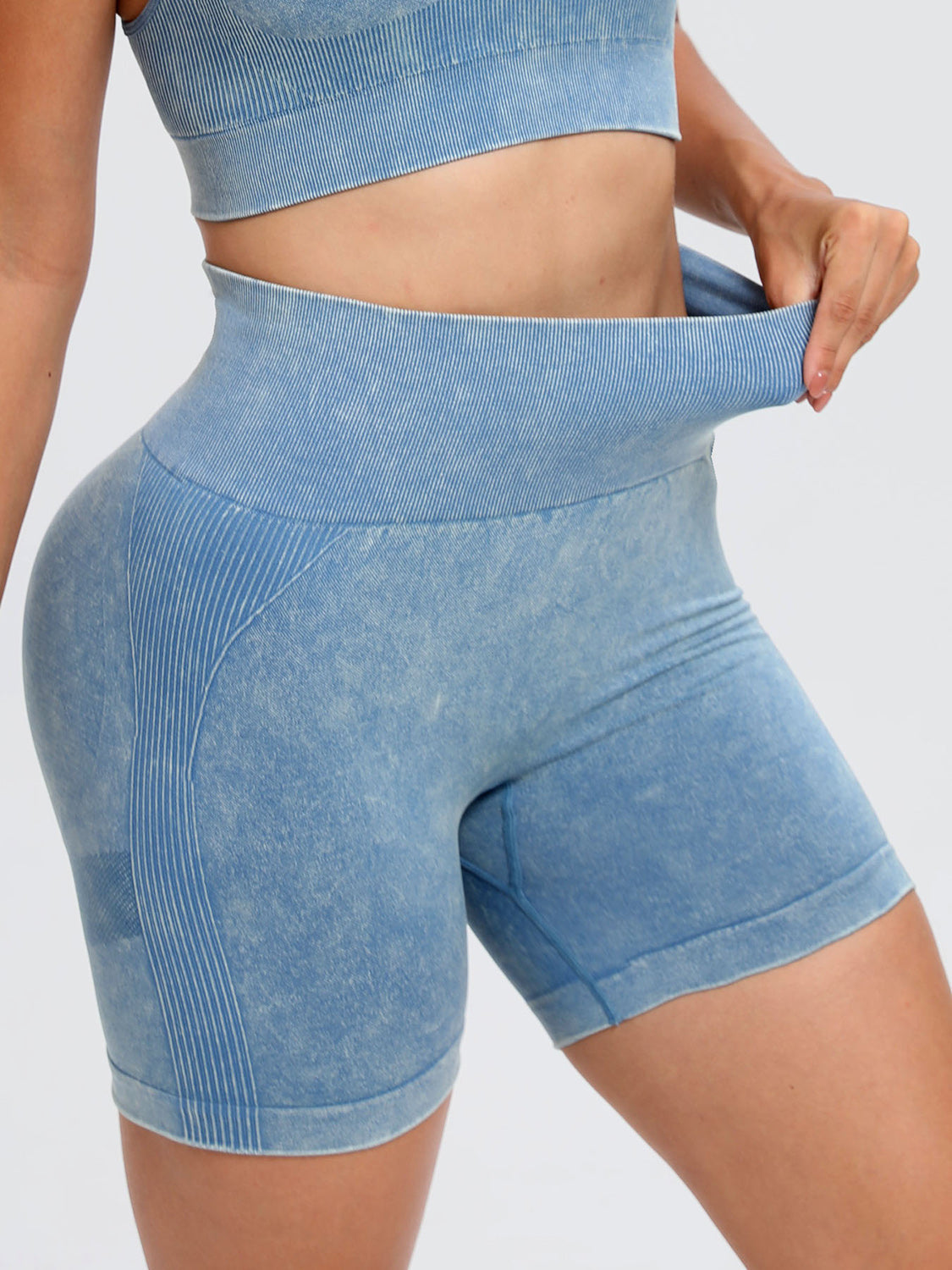 Washed High Waist Active Shorts - 4 Colors Trendsi