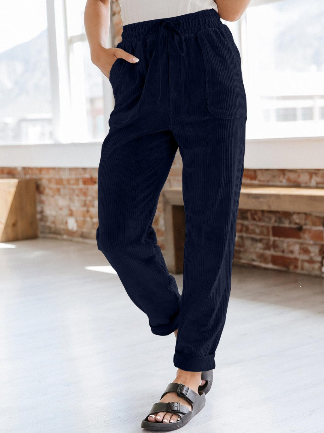 Fall Breeze Drawstring Pants with Pockets - 4 Colors Trendsi