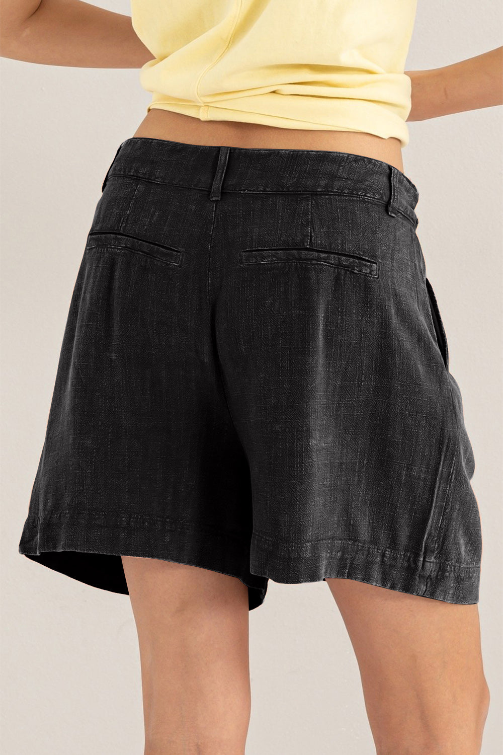 Day Date High Waist Pleated Linen Shorts Trendsi